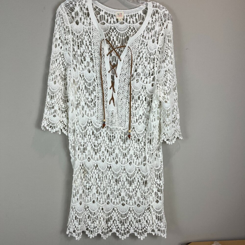 Women's Surf Gypsy White cotton crochet coverup Size S